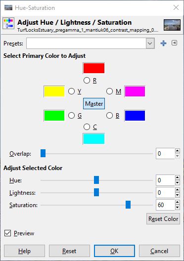 Gimp Hue-Saturation Dialogue