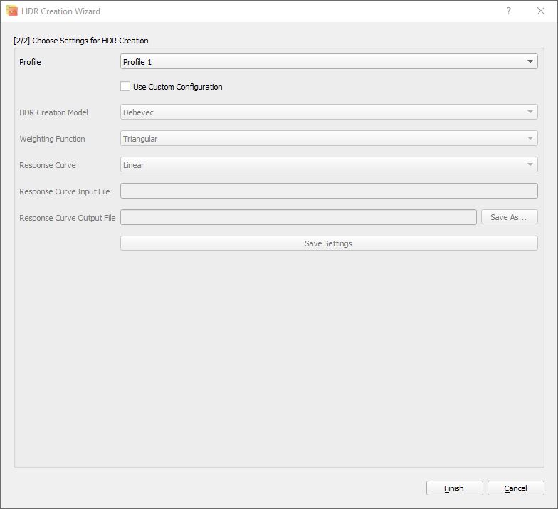 New HDR Dialogue Select Profile